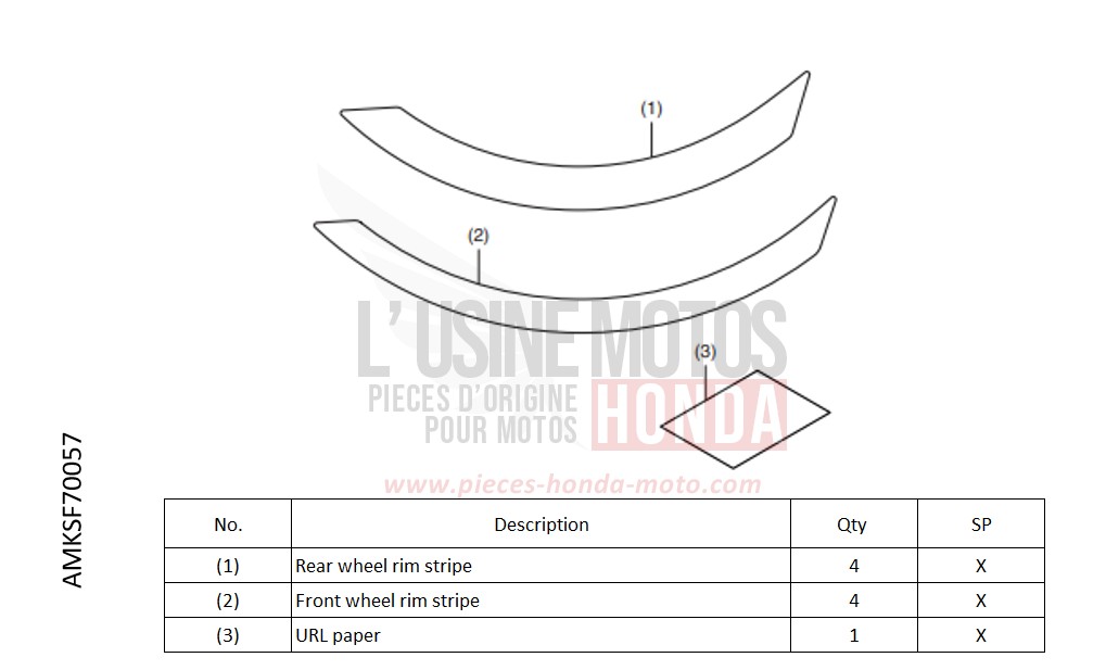 KIT,WHEEL STRIPE SET *R380* de Africa Twin DCT GRAND PRIX RED (R380B) 2022